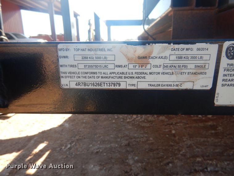 image for item DI3632 2014 Top Hat utility trailer with light plant