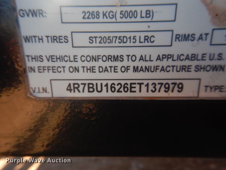 image for item DI3632 2014 Top Hat utility trailer with light plant