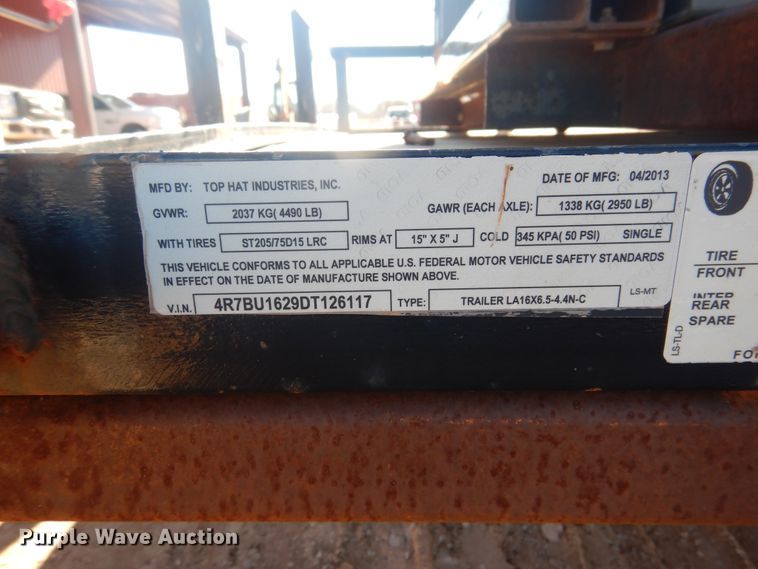 image for item DI3634 2013 Top Hat utility trailer with light plant