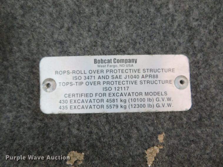 image for item DI3936 2004 Bobcat 430 ZHS  mini excavator