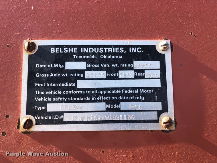 image for item DI7349 1998 Belshe T-16GN equipment trailer