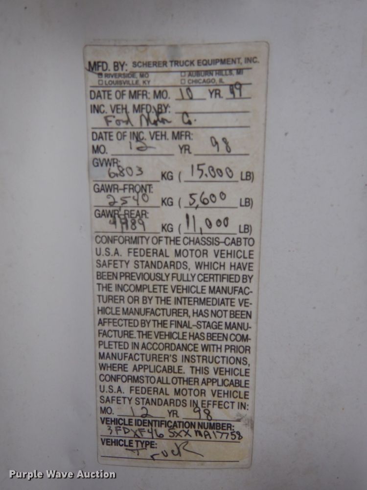 image for item DJ5805 1999 Ford F450 Super Duty XL  utility truck