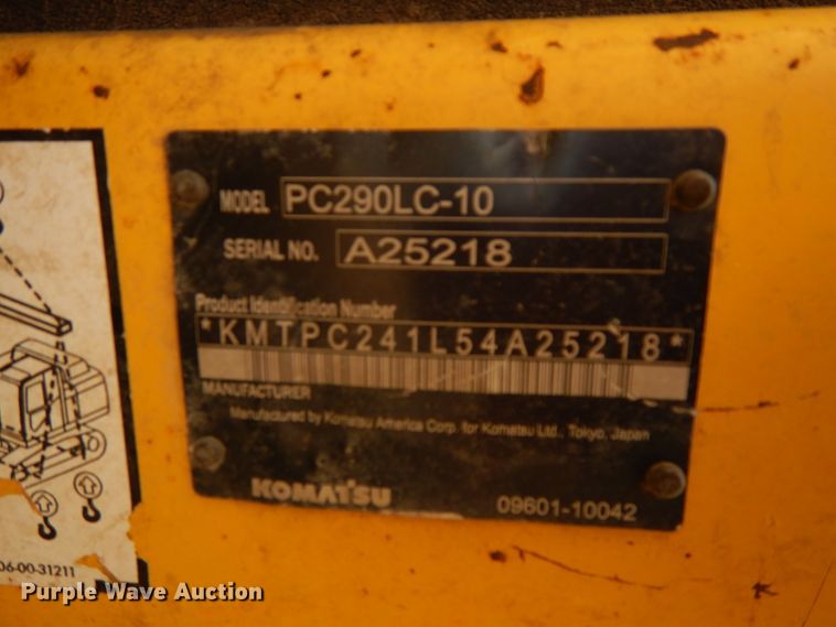 image for item DJ5815 2012 Komatsu PC290LC-10  excavator