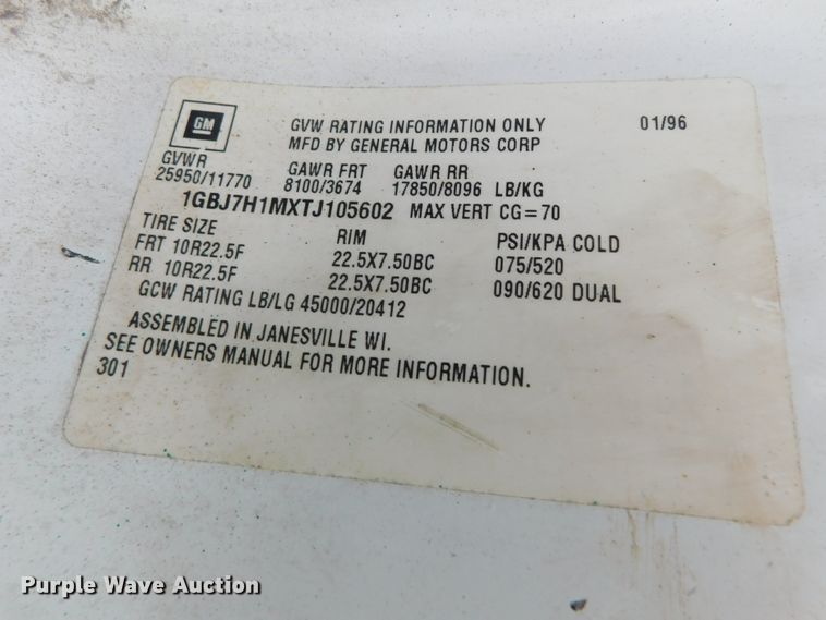 image for item DJ5839 1996 GMC TopKick  truck cab and chassis