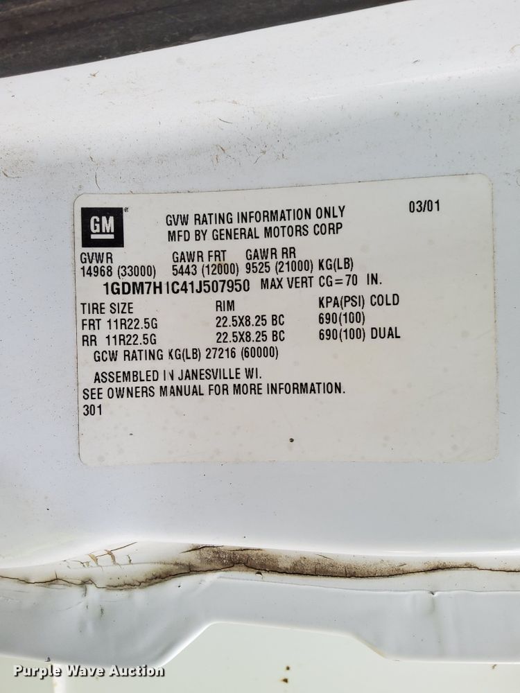 image for item DJ5849 2001 GMC C7500  forestry bucket truck