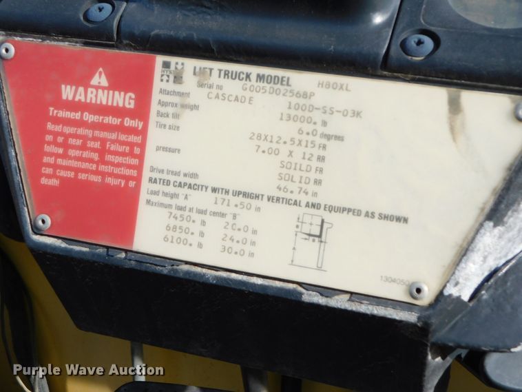 image for item DJ5871 1993 Hyster H80XL   forklift