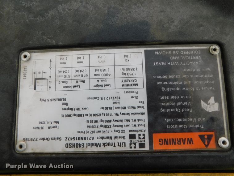 image for item DJ5883 2002 Hyster E40HSD  forklift