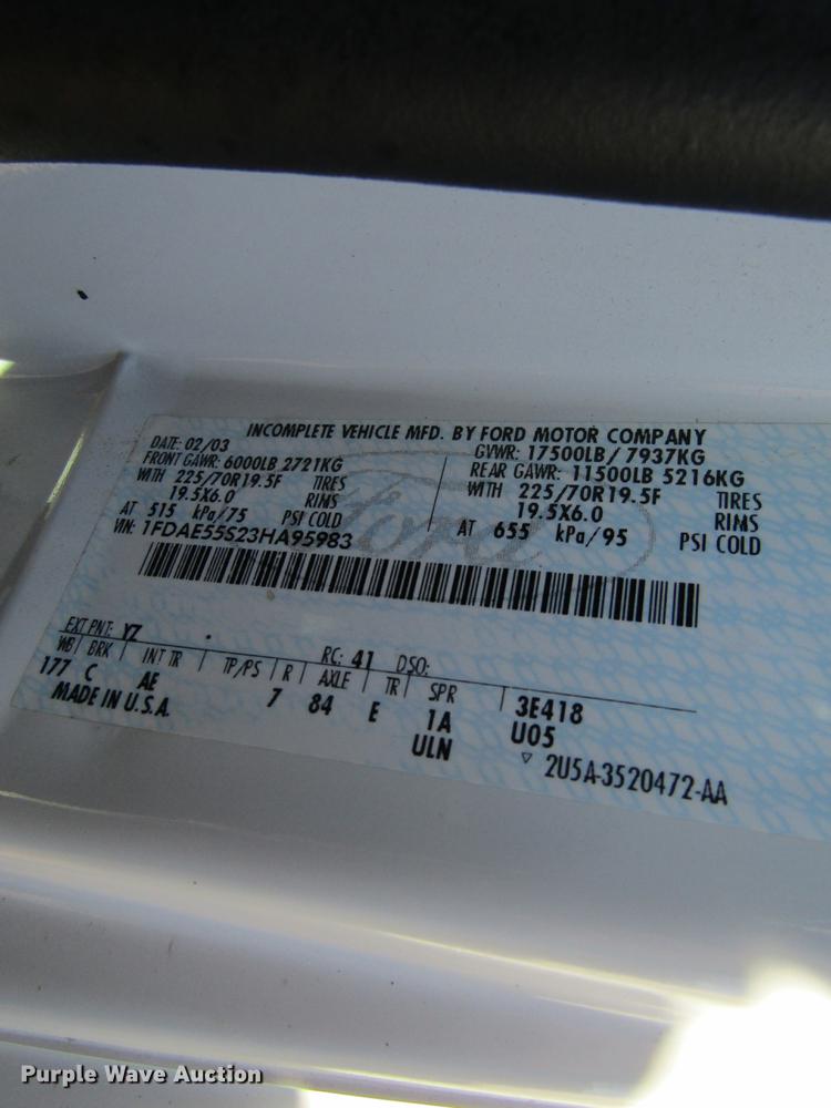 image for item GC9781 2003 Ford Econoline E550  sewer inspection truck