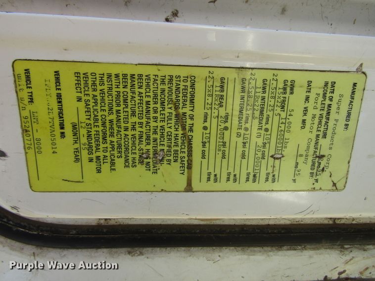 image for item GC9782 1996 Ford L8000  sewer jetter truck