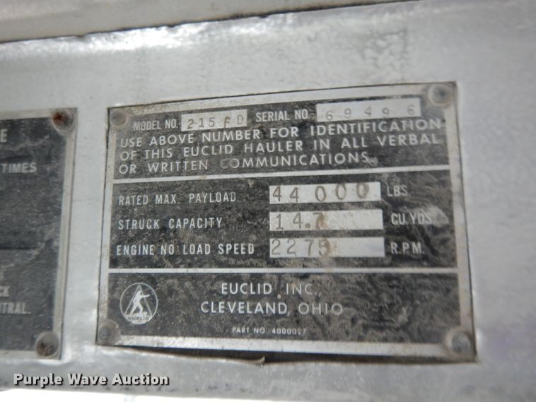 image for item GH9048 1979 Euclid 215FD haul truck