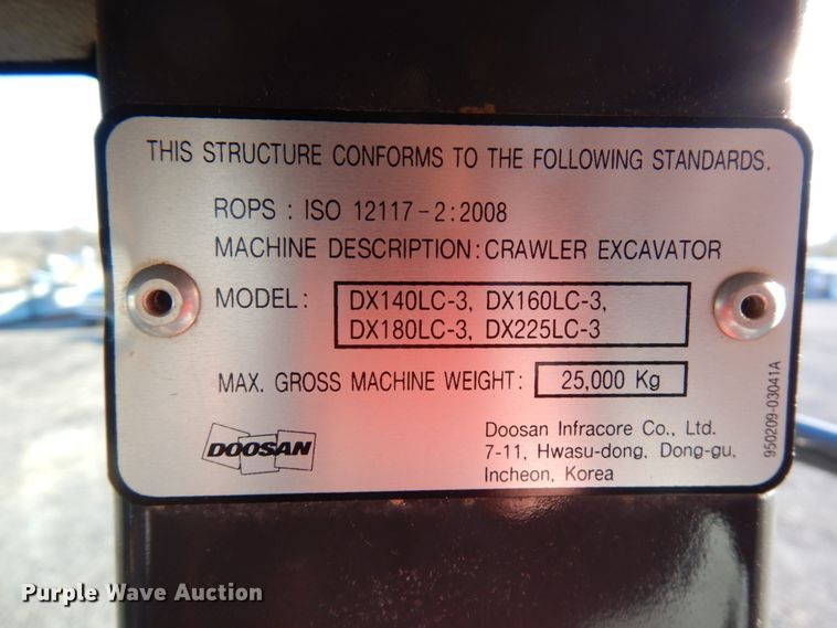 image for item HD9176 2014 Doosan DX225LC-3 excavator