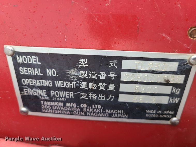 image for item HM9405 2011 Takeuchi TL250  tracked skid steer loader