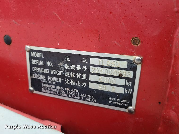 image for item HM9405 2011 Takeuchi TL250  tracked skid steer loader