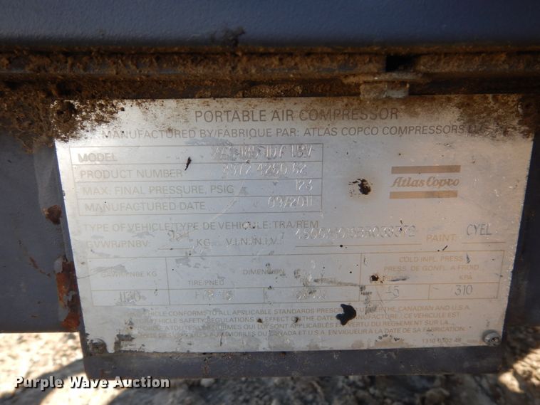 image for item HU9831 Atlas Copco XAS185JD7TTTBV  air compressor