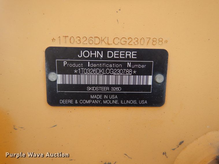 image for item HU9856 2012 John Deere 326D  skid steer loader