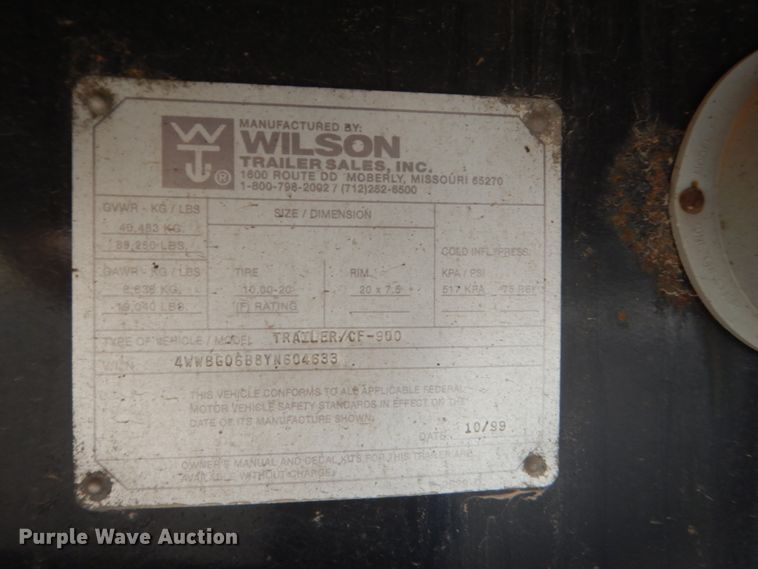 image for item HW9174 2000 Wilson CF-9000 flatbed trailer