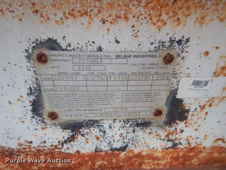 image for item HW9181 2012 Belshe BDT2 equipment trailer