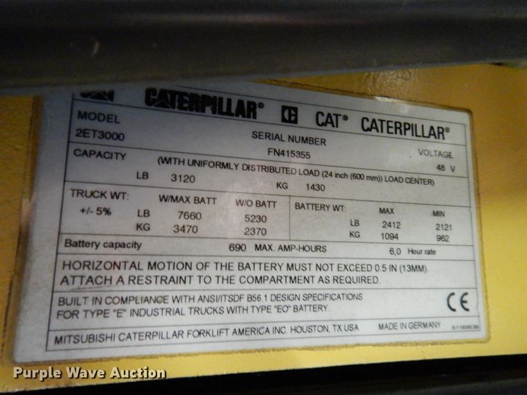 image for item HX9514 Caterpillar 2ET3000 forklift