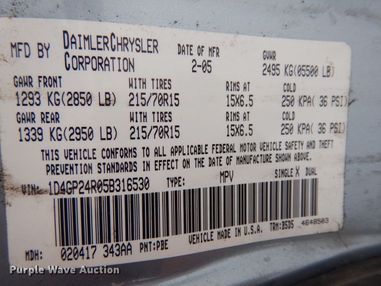 image for item DH5569 2005 Dodge Grand Caravan  van