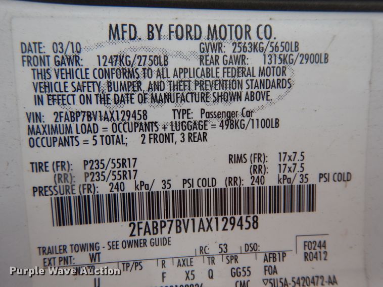 image for item DH5573 2010 Ford Crown Victoria