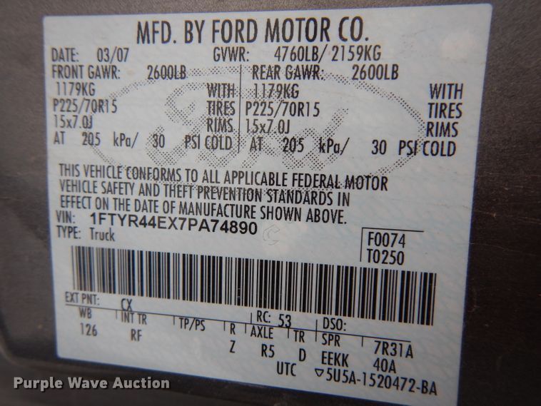 image for item DH5574 2007 Ford Ranger  SupderCab pickup truck