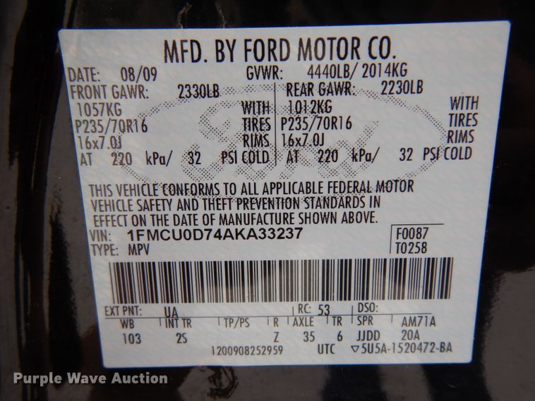 image for item DH5575 2010 Ford Escape  SUV
