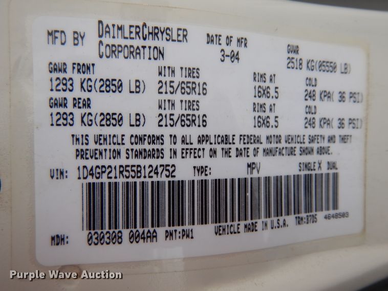 image for item DH5577 2005 Dodge Caravan  van