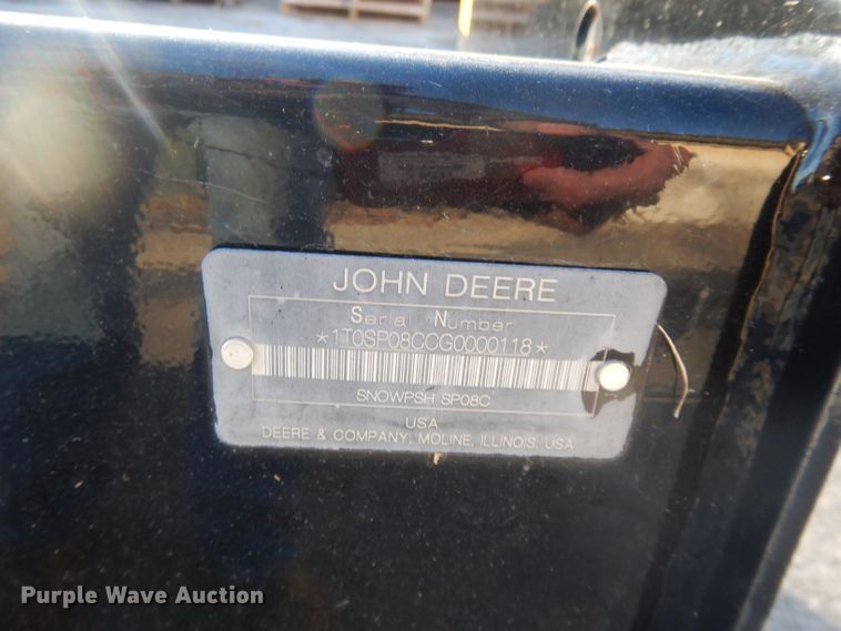 image for item DI8230 John Deere SP8C skid steer snow pusher