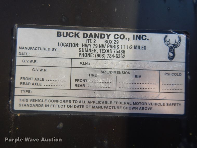 image for item DI8235 2000 Buck Dandy equipment trailer