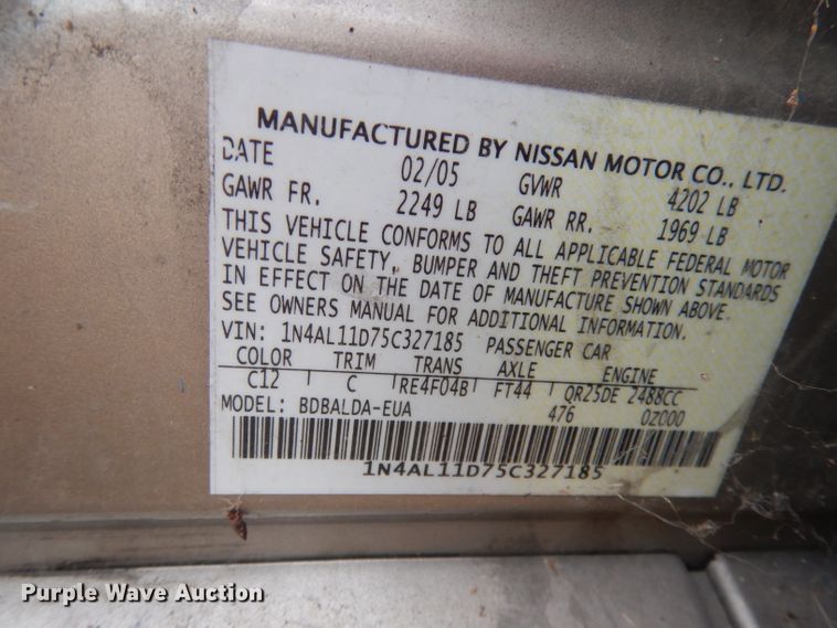 image for item DJ6995 2005 Nissan Altima