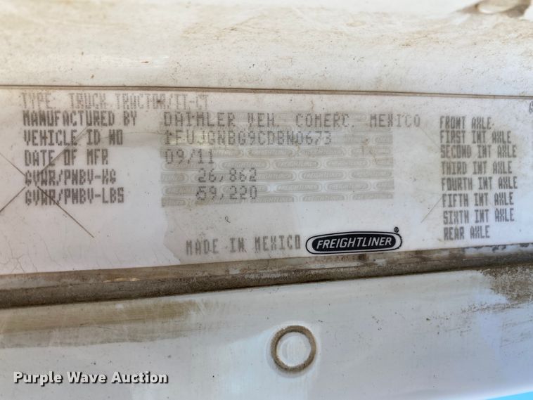 image for item EL9628 2012 Freightliner Coronado  dump truck