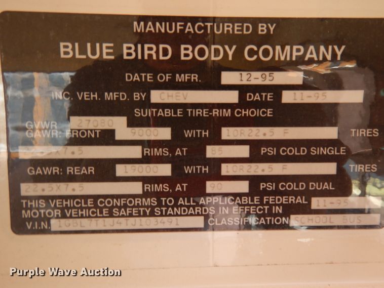 image for item EY9179 1996 Chevrolet  school bus