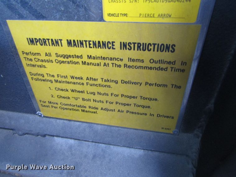 image for item GC9773 1986 Pierce 6V92T  pumper fire truck