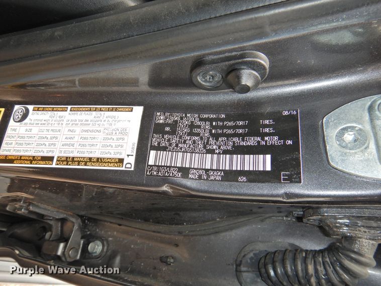 image for item HO9965 2016 Toyota 4Runner  SUV