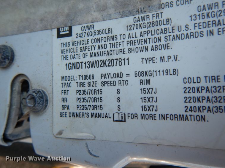 image for item HP9111 2002 Chevrolet Blazer LS  SUV