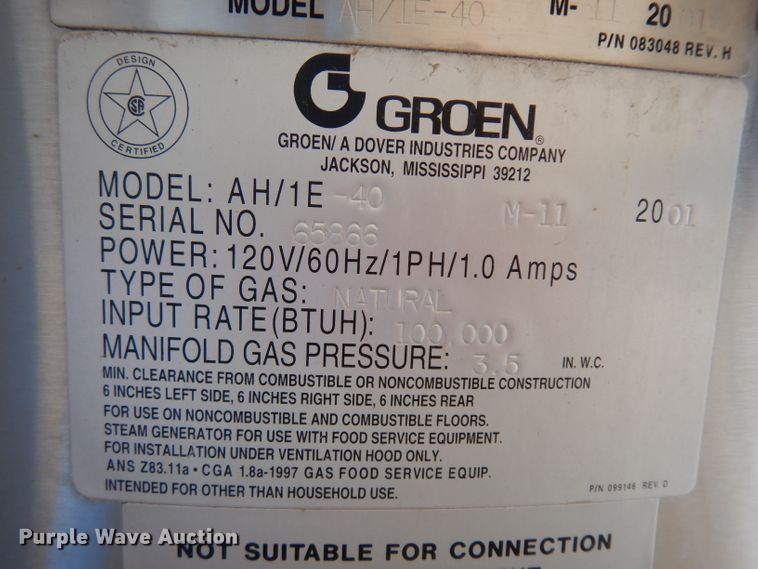 image for item HU9963 Groen AH/1E-40 stainless steel kettle cooker