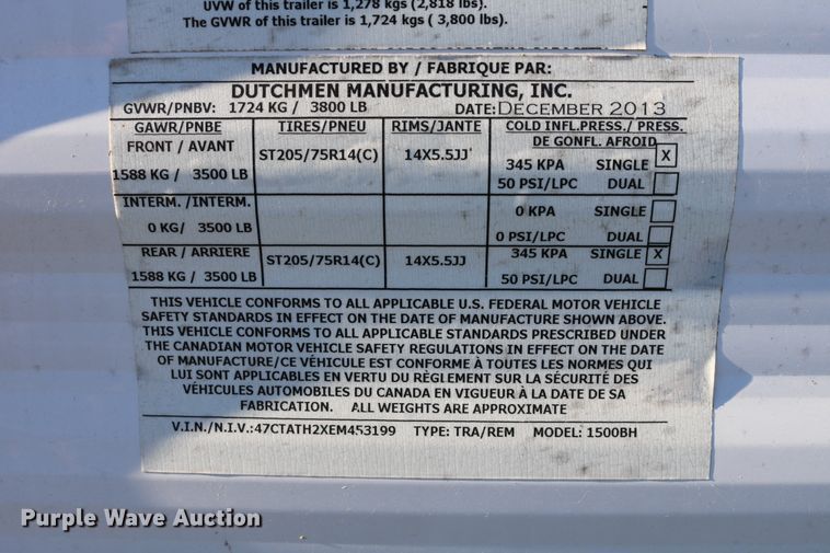 image for item DE1863 2014 Dutchmen Aspen Trail  camper