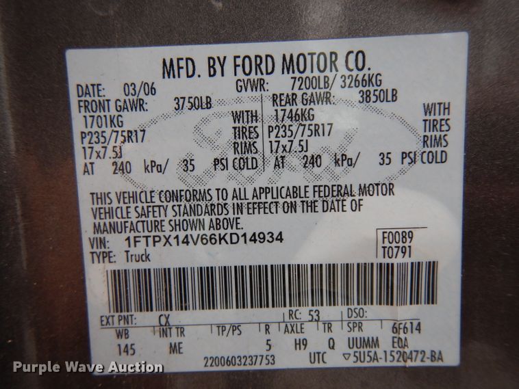 image for item DH5580 2006 Ford F150  SuperCab pickup truck