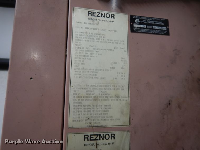 image for item DL2522 2005 Reznor RA350 waste oil heater