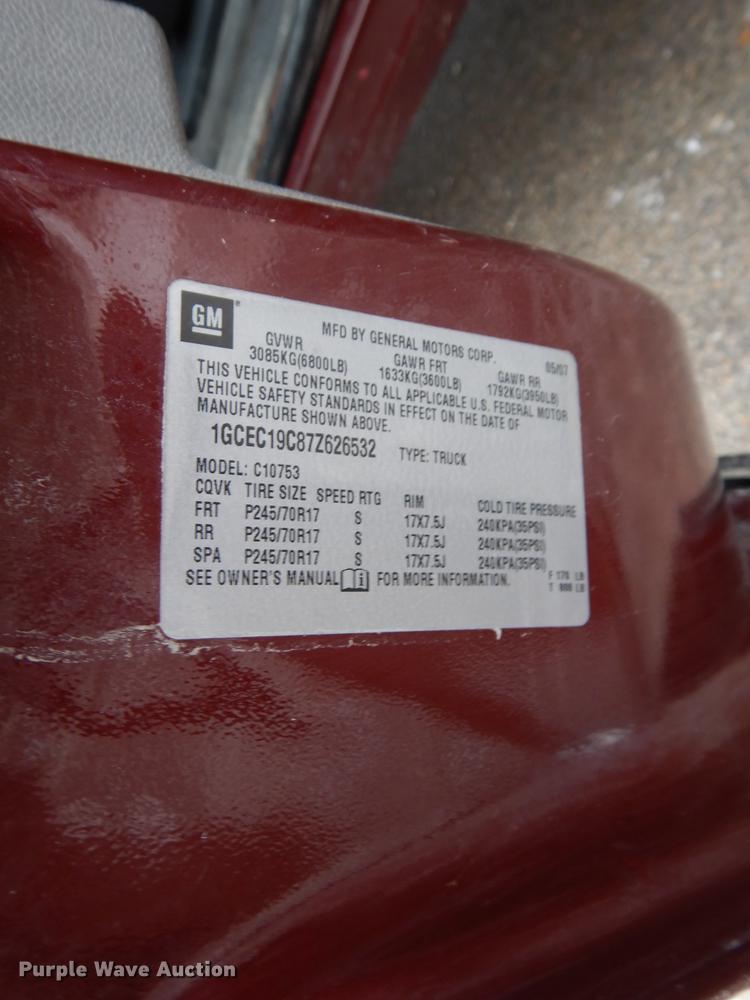 image for item DL2544 2007  Chevrolet Silverado 1500  Ext. Cab pickup truck