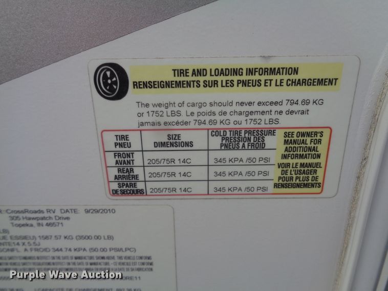 image for item EF9679 2011 CrossRoads Sunset Trail  camper