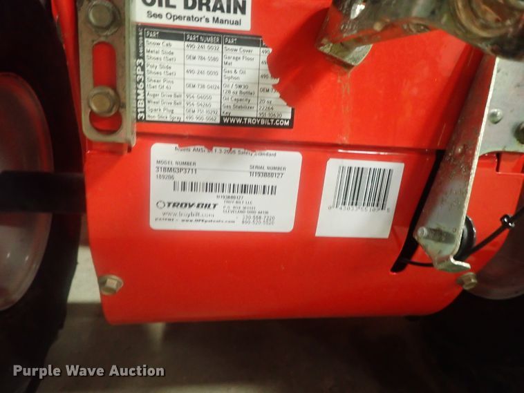 image for item EV9865 Troy-Bilt Storm 2620 snow blower