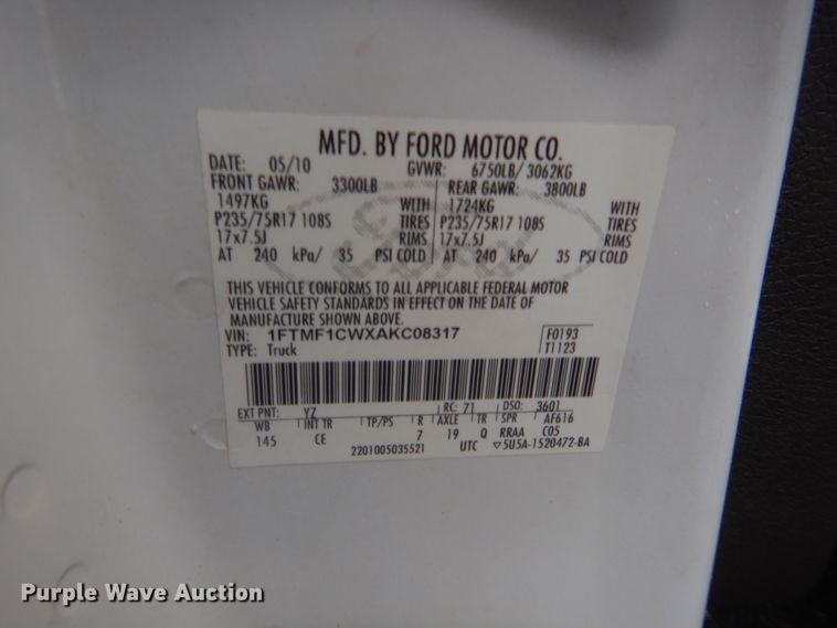 image for item HG9751 2010 Ford F150  pickup truck