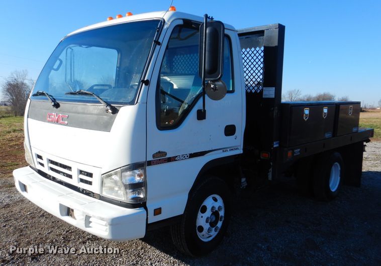 image for item HX9053 2006 GMC W4500  flatbed truck with crane