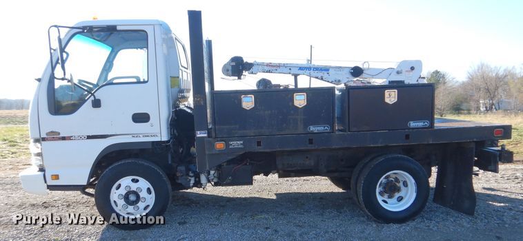 image for item HX9053 2006 GMC W4500  flatbed truck with crane