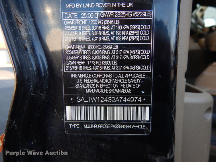 image for item HX9510 2002 Land Rover Discovery SE7  SUV