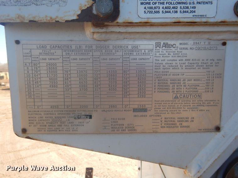 image for item DJ4909 2002 Ford F750 Super Duty  Pressure digger derrick truck