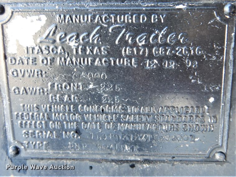 image for item DJ8575 1996 Leach end dump pup trailer