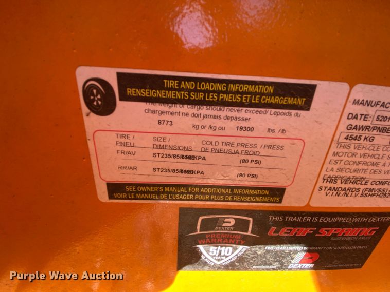 image for item EL9620 2018 Kauffman equipment trailer