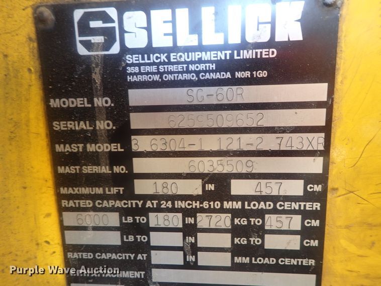 image for item HC9791 Sellick SG-60R  forklift